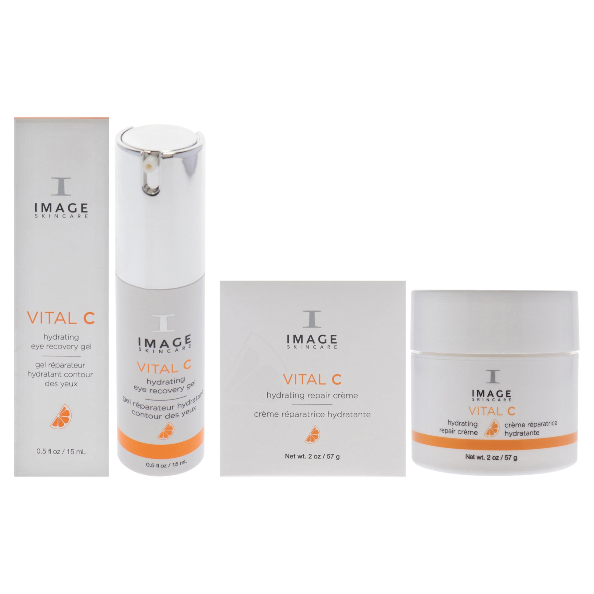 Vital C Hydrating Repair Creme and Eye Recovery Gel Kit by Image for Unisex - 2 Pc Kit 2oz Cream, 0.5oz Gel