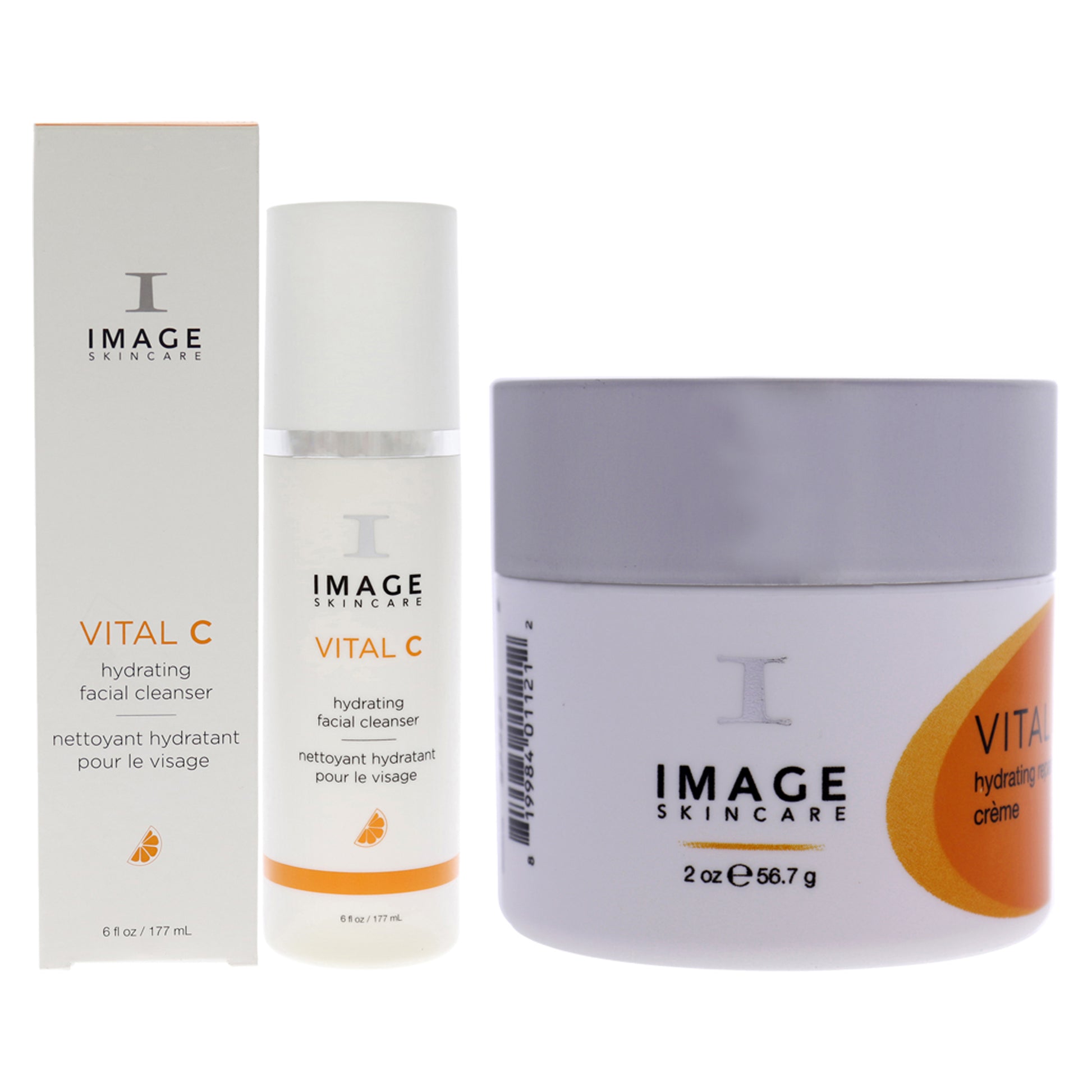 Vital C Hydrating Facial Cleanser and Vital C Hydrating Repair Creme Kit by Image for Unisex - 2 Pc Kit 6oz Cleanser, 0.5oz Gel