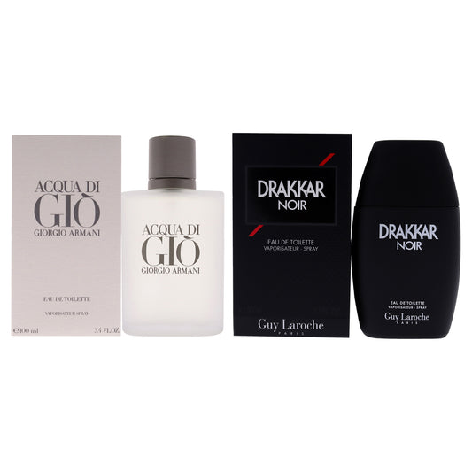 Acqua Di Gio and Drakkar Noir Kit by Various Designers for Men - 2 Pc Kit 3.4 oz EDT Spray, 1.7 oz EDT Spray