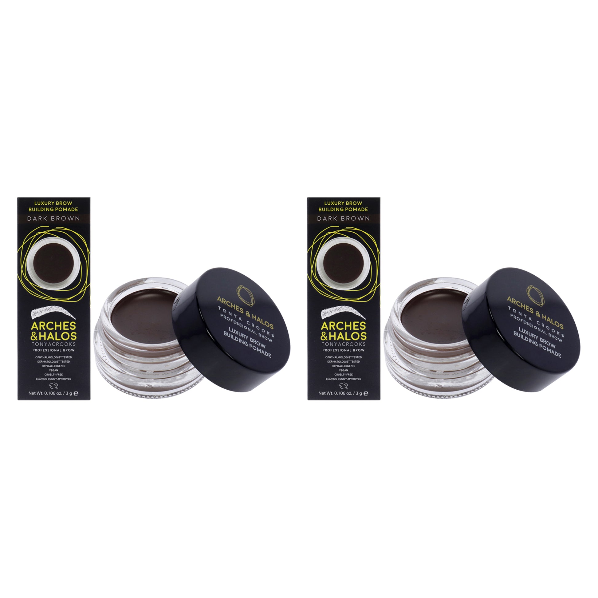 Luxury Brow Buiding Pomade - Dark Brown by Arches and Halos for Women - 0.106 oz Pomade - Pack of 2