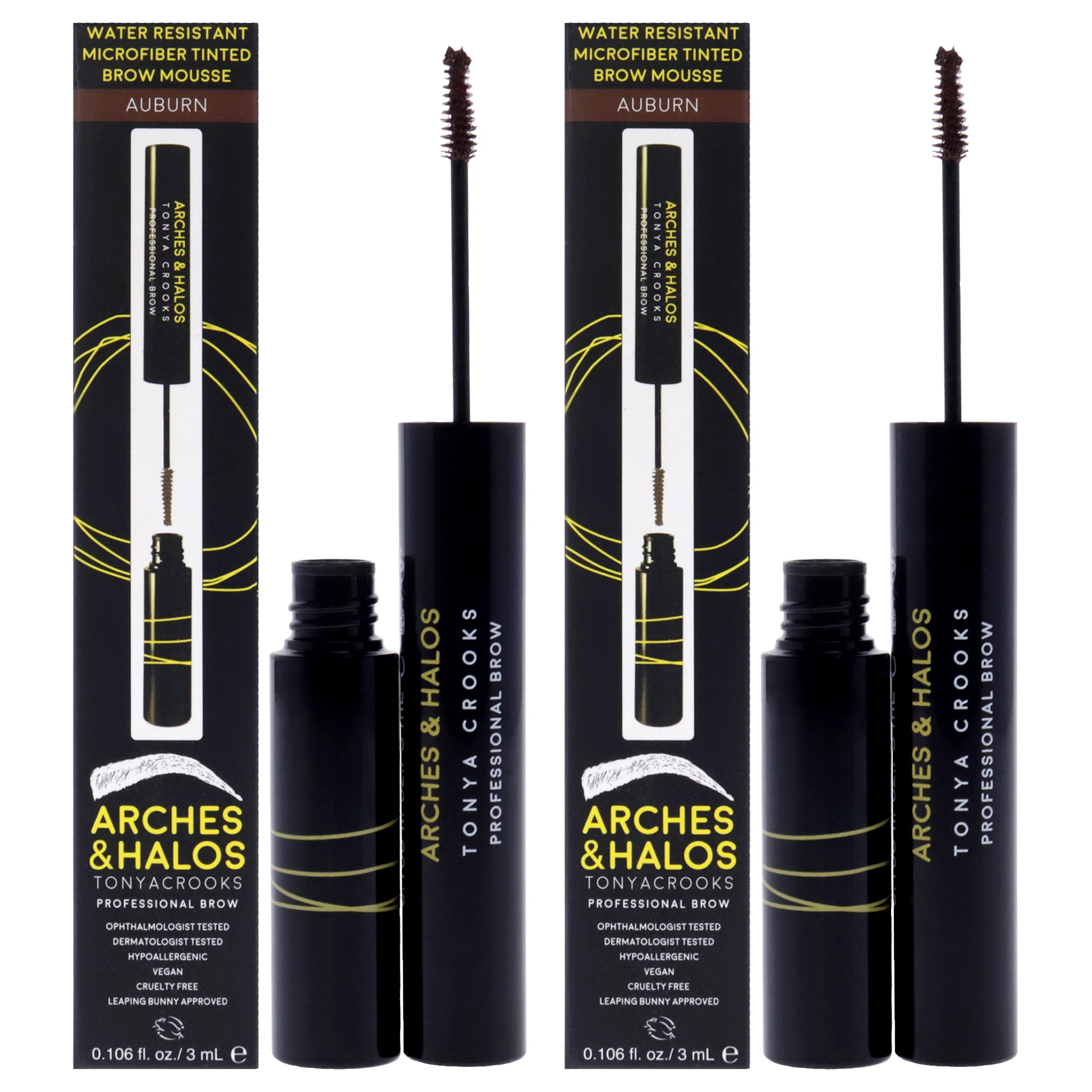 Microfiber Tinted Brow Mousse - Auburn by Arches and Halos for Women - 0.106 oz Mousse - Pack of 2