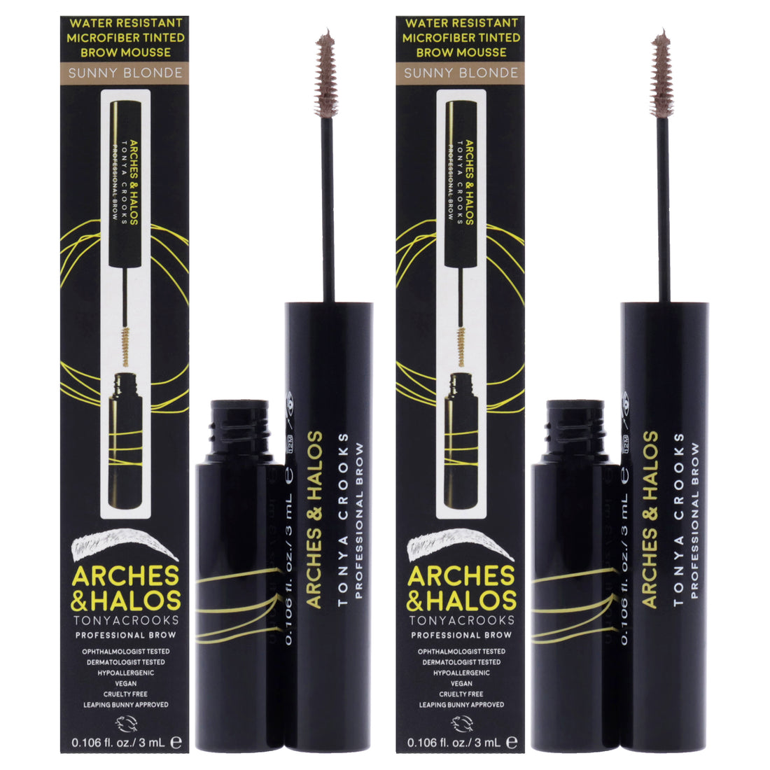 Microfiber Tinted Brow Mousse - Sunny Blonde by Arches and Halos for Women - 0.106 oz Mousse - Pack of 2