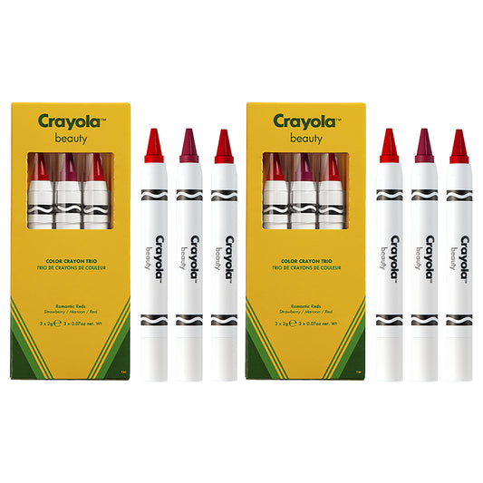 Crayola Crayon Trio - Romantic Reds by Crayola for Women - 3 x 0.07 oz Lipstick Strawberry, Maroon, Red - Pack of 2