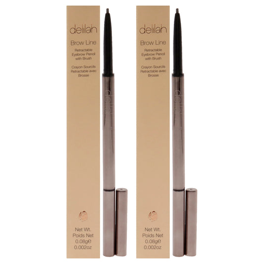 Brow Line Retractable Eyebrow Pencil With Brush - Sable by delilah for Women - 0.002 oz Eyebrow - Pack of 2