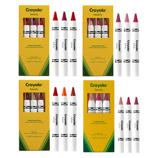Crayola Crayon Trio Kit by Crayola for Women - 4 Pc Kit 3 x 0.07oz Crayon Trio - Mauve It!, 3 x 0.07oz Pink Blossoms, 3 x 0.07oz Romantic Reds, 3 x 0.07oz Wild Fruits