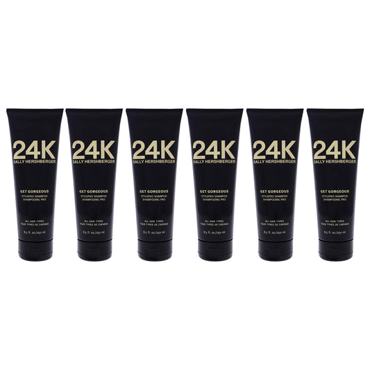 24K Get Gorgeous Shampoo by Sally Hershberger for Unisex - 8.5 oz Shampoo - Pack of 6