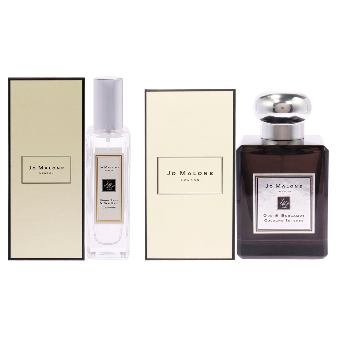 Wood Sage and Sea Salt and Oud and Bergamot Intense Kit by Jo Malone for Women - 2 Pc Kit 1oz Cologne Spray, 1.7oz Cologne Spray