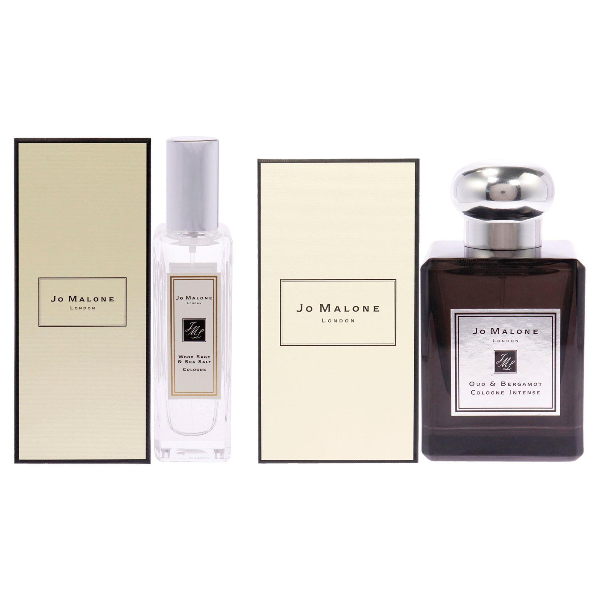 Wood Sage and Sea Salt and Oud and Bergamot Intense Kit by Jo Malone for Women - 2 Pc Kit 1oz Cologne Spray, 1.7oz Cologne Spray