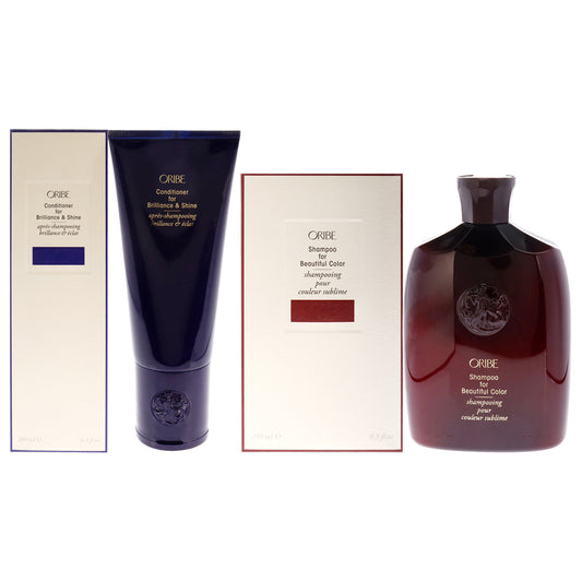 Conditioner for Brilliance and Shine and Shampoo For Beautiful Color Kit by Oribe for Unisex - 2 Pc Kit 6.8oz Conditioner, 8.5oz Shampoo