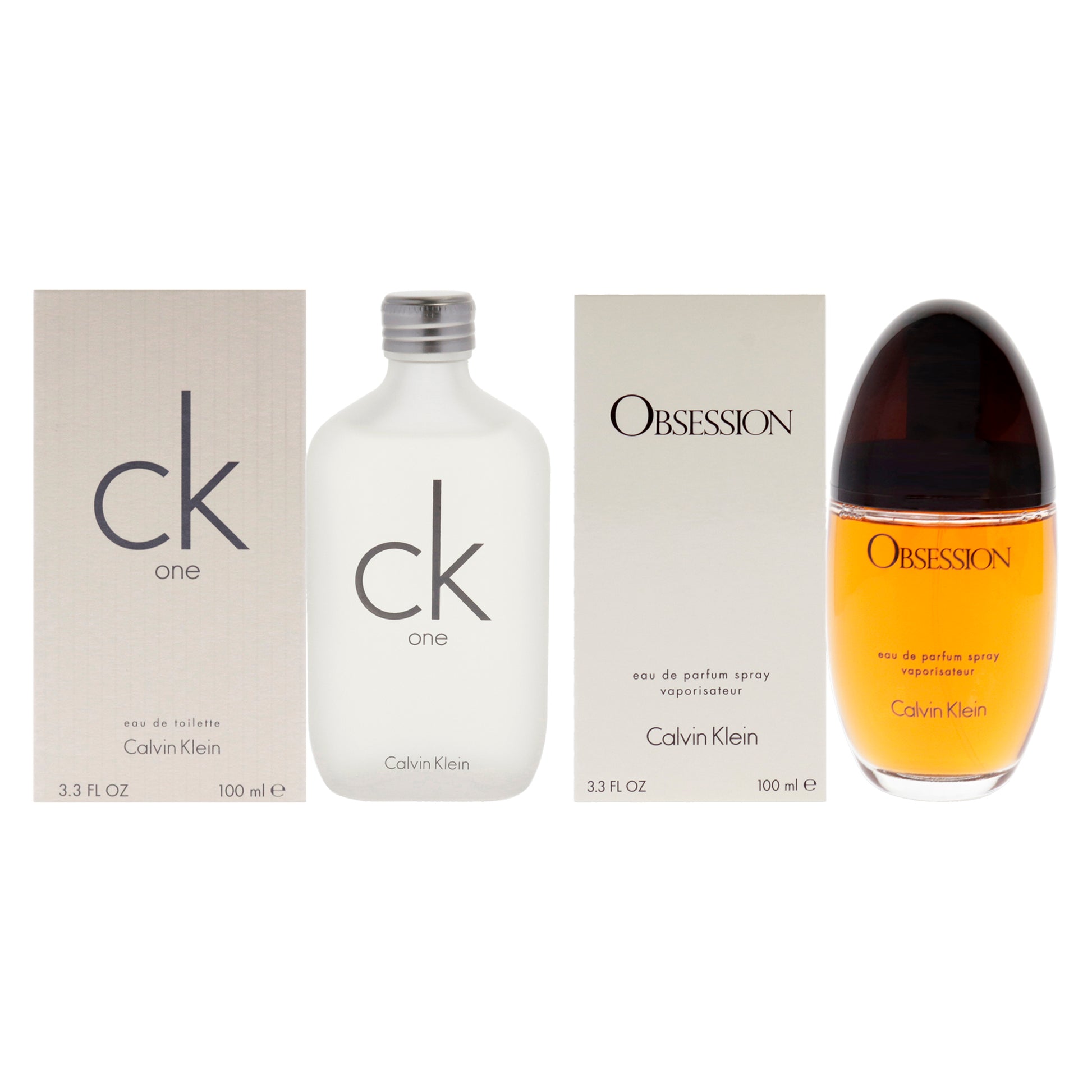 CK One Obsession Kit by Calvin Klein for Women - 2 Pc Kit 3.4oz EDT Spray, 3.3oz EDP Spray