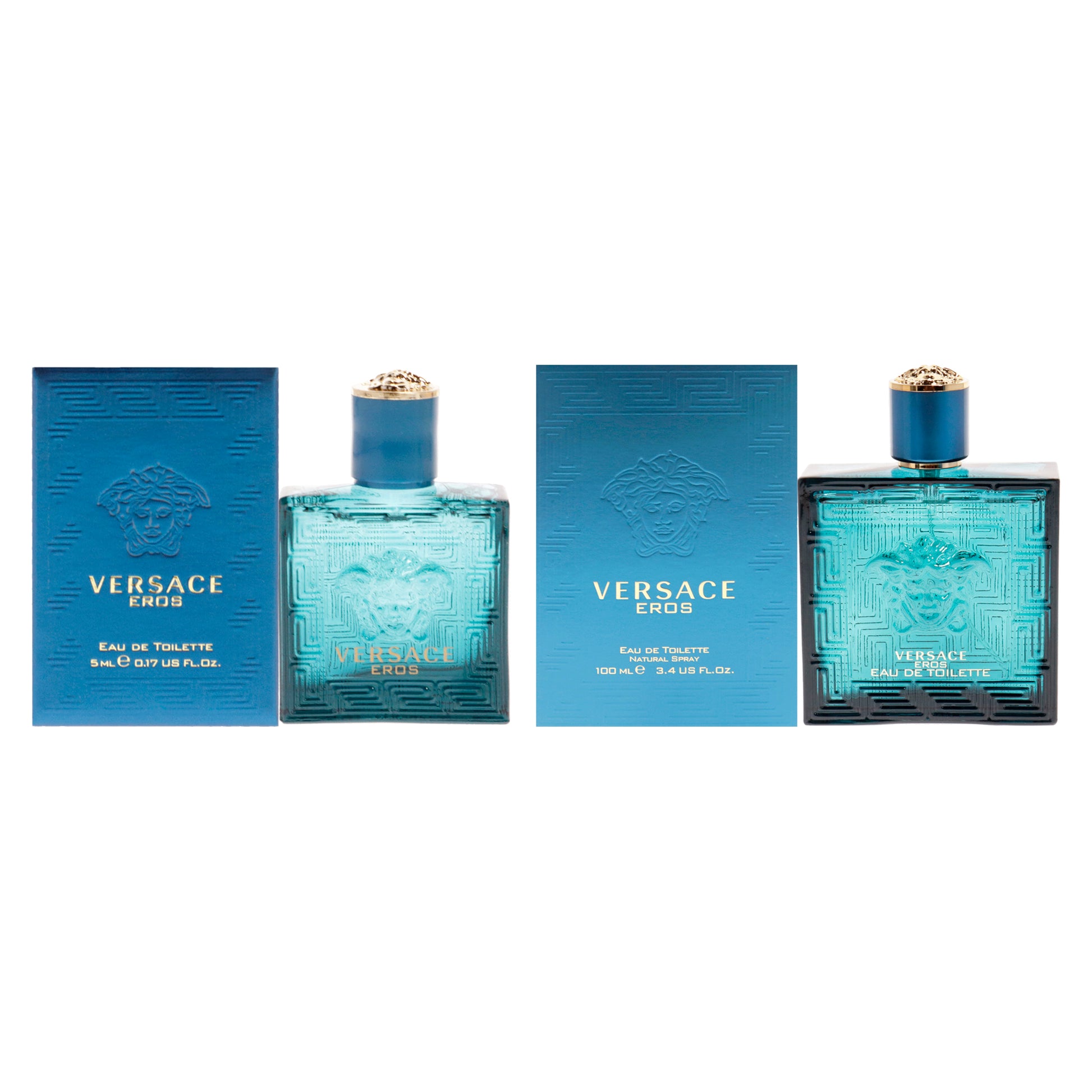 Versace Eros Kit by Versace for Men - 2 Pc Kit 3.4 oz EDT Spray, 0.17oz EDT Splash (Mini)