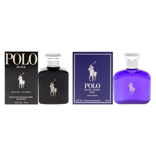 Polo Black and Blue Kit by Ralph Lauren for Men - 2 Pc Kit 2 x 2.5oz EDT Spray