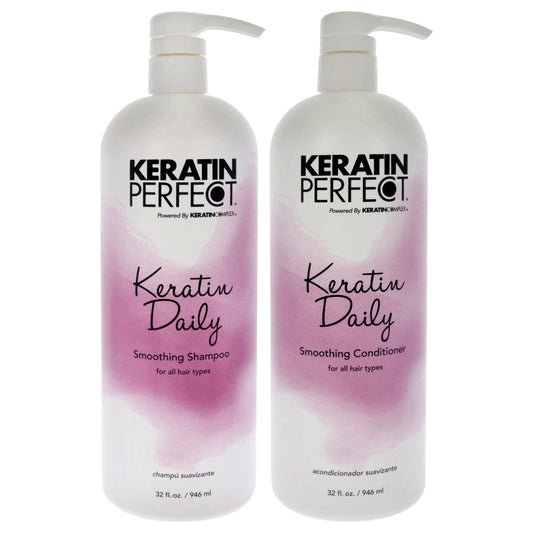 Keratin Daily Shampoo and Conditioner Kit by Keratin Perfect for Unisex - 2 Pc Kit 32oz Shampoo, 32oz Conditioner