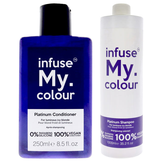 Infuse My Colour Platinum Conditioner With Platinum Shampoo Kit by Infuse My Colour for Unisex - 2 Pc Kit 8.5oz Conditioner, 35.2oz Shampoo