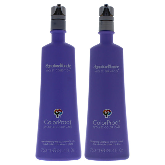 Signature Blonde Violet Shampoo and Conditioner Kit by ColorProof for Unisex - 2 Pc Kit 25.3oz Shampoo, 25oz Conditioner