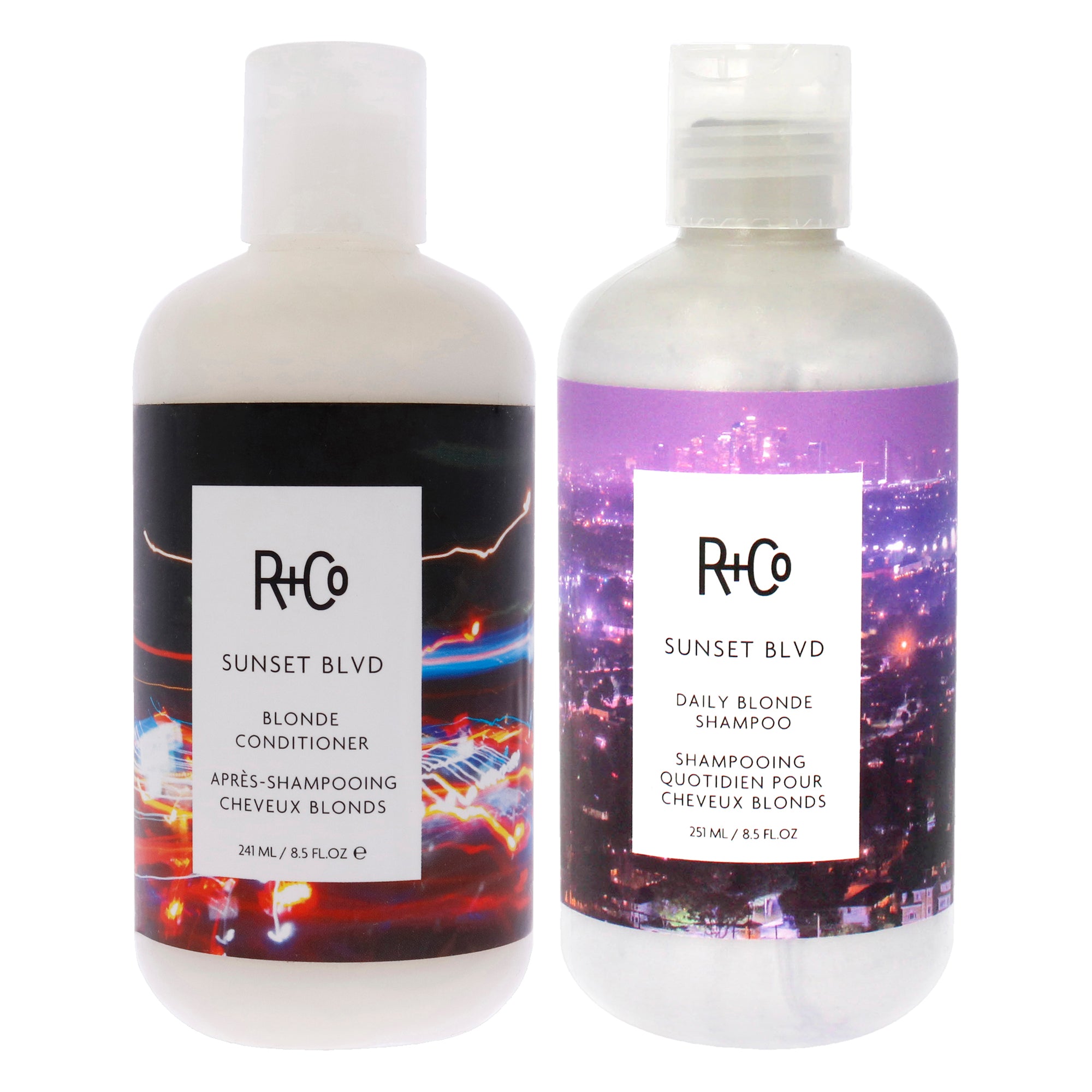 Sunset Blvd Blonde Shampoo and Conditioner Kit by R+Co for Unisex - 2 Pc Kit 8.5oz Shampoo, 8.5oz Conditioner