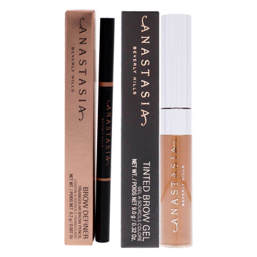 Tinted Brow Gel - Brunette and Brow Definer - Ebony Kit by Anastasia Beverly Hills for Women - 2 Pc Kit 0.32oz Eyebrow Gel, 0.007oz Eyebrow