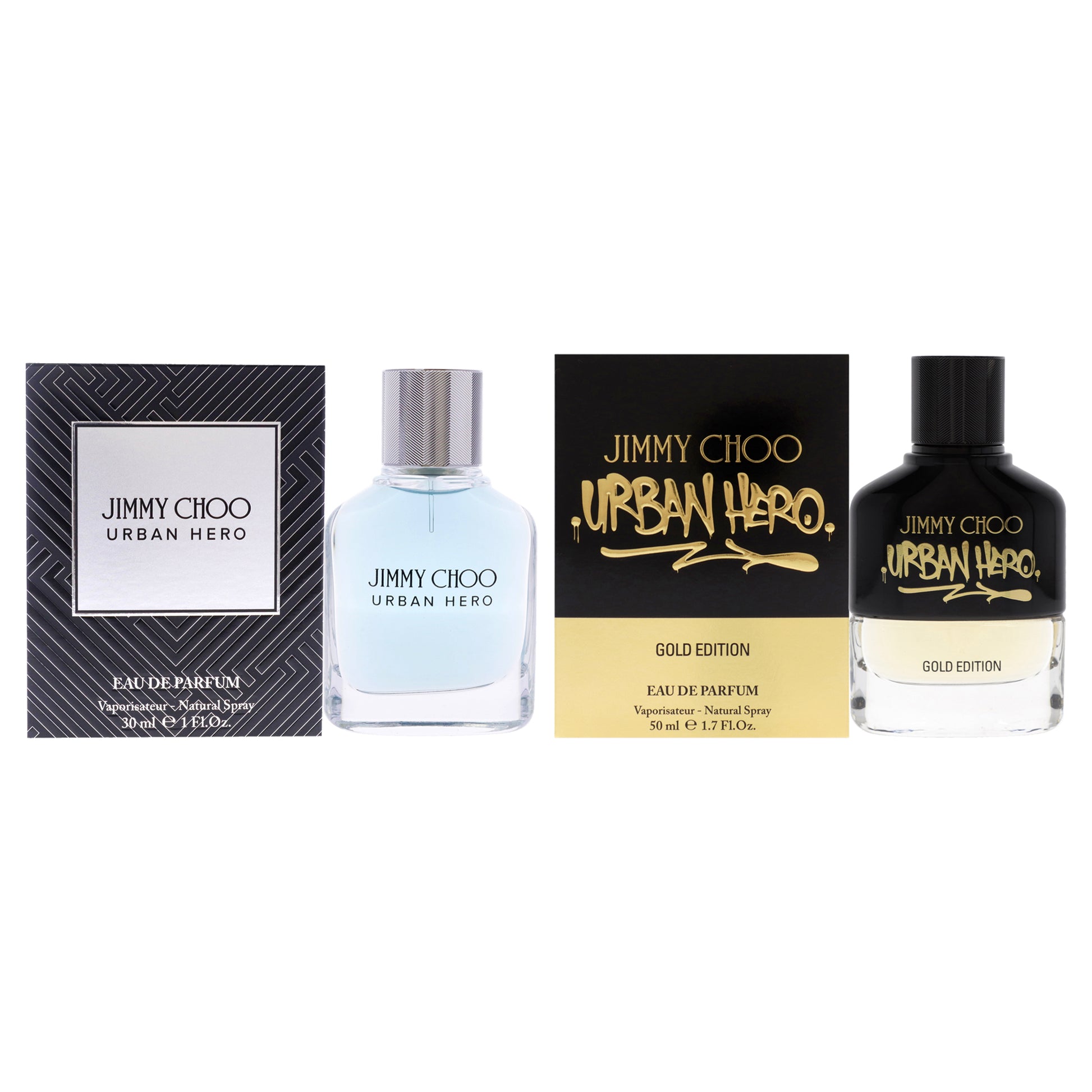 Urban Hero Kit by Jimmy Choo for Men - 2 Pc Kit 1.0 oz EDP Spray, 1.7oz EDP Spray (Gold Edition)