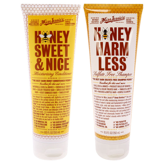 Honey Sweet and Nice With Honey Harm Less Kit by Miss Jessies for Unisex - 2 Pc Kit 8.5oz Conditioner, 8.5oz Shampoo