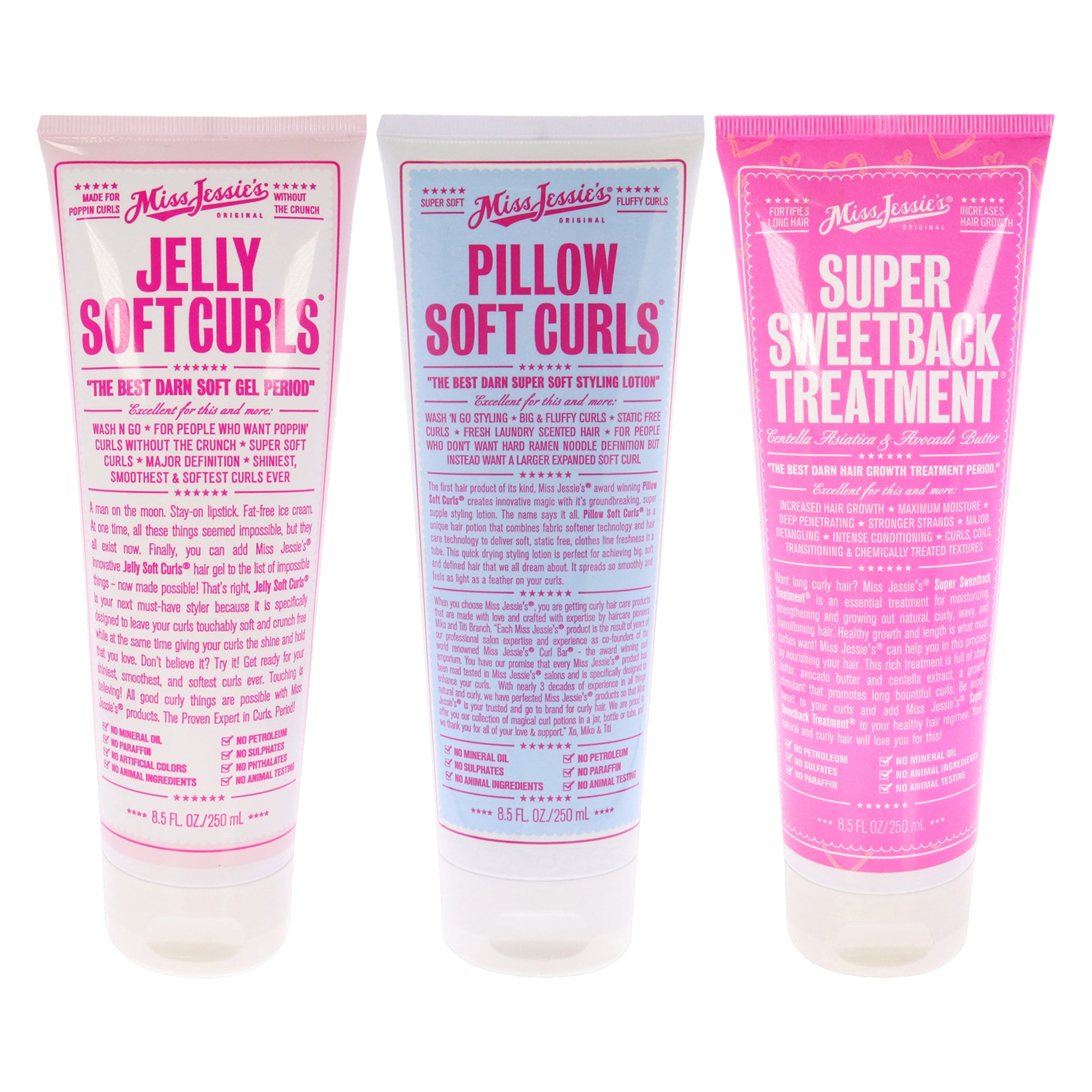 Super Sweetback Treatment With Pillow Soft Curls and Jelly Soft Curl Kit by Miss Jessies for Unisex - 3 Pc Kit 8.5oz Treatment, 8.5oz Lotion, 8.5oz Gel