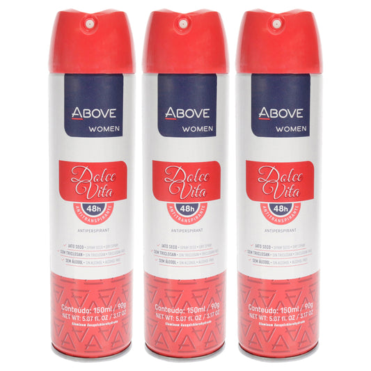 48 Hours Antiperspirant Deodorant - Dolce Vita by Above for Women - 3.17 oz Deodorant Spray - Pack of 3