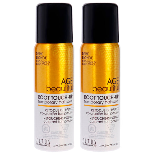 Root Touch Up Temporary Haircolor Spray - Dark Blonde by AGEbeautiful for Unisex - 2 oz Hair Color - Pack of 2