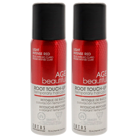 Root Touch Up Temporary Haircolor Spray - Light Intense Red by AGEbeautiful for Unisex - 2 oz Hair Color - Pack of 2