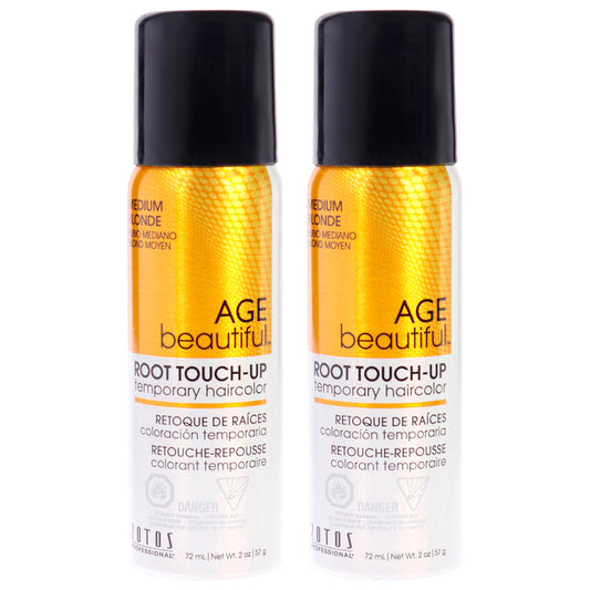 Root Touch Up Temporary Haircolor Spray - Medium Blonde by AGEbeautiful for Unisex - 2 oz Hair Color - Pack of 2