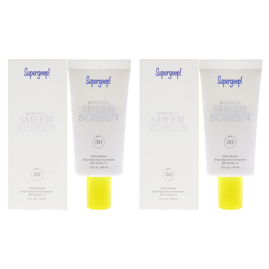 Mineral Sheer Screen SPF 30 by Supergoop for Women - 1.5 oz Sunscreen - Pack of 2