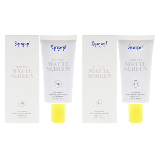 Mineral Matte Screen SPF 40 by Supergoop for Women - 1.5 oz Sunscreen - Pack of 2