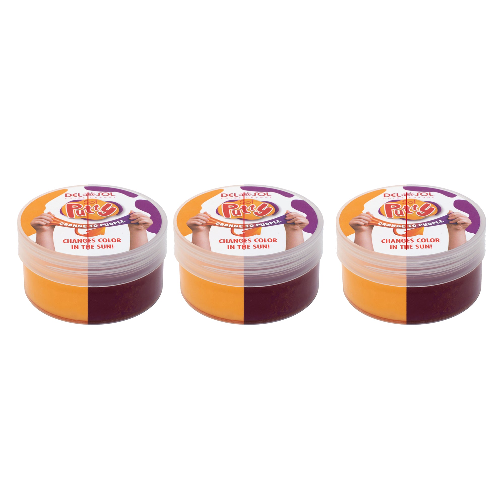 Color-Changing Sol Putty - Orange to Purple by DelSol for Unisex - 1 Pc Putty - Pack of 3