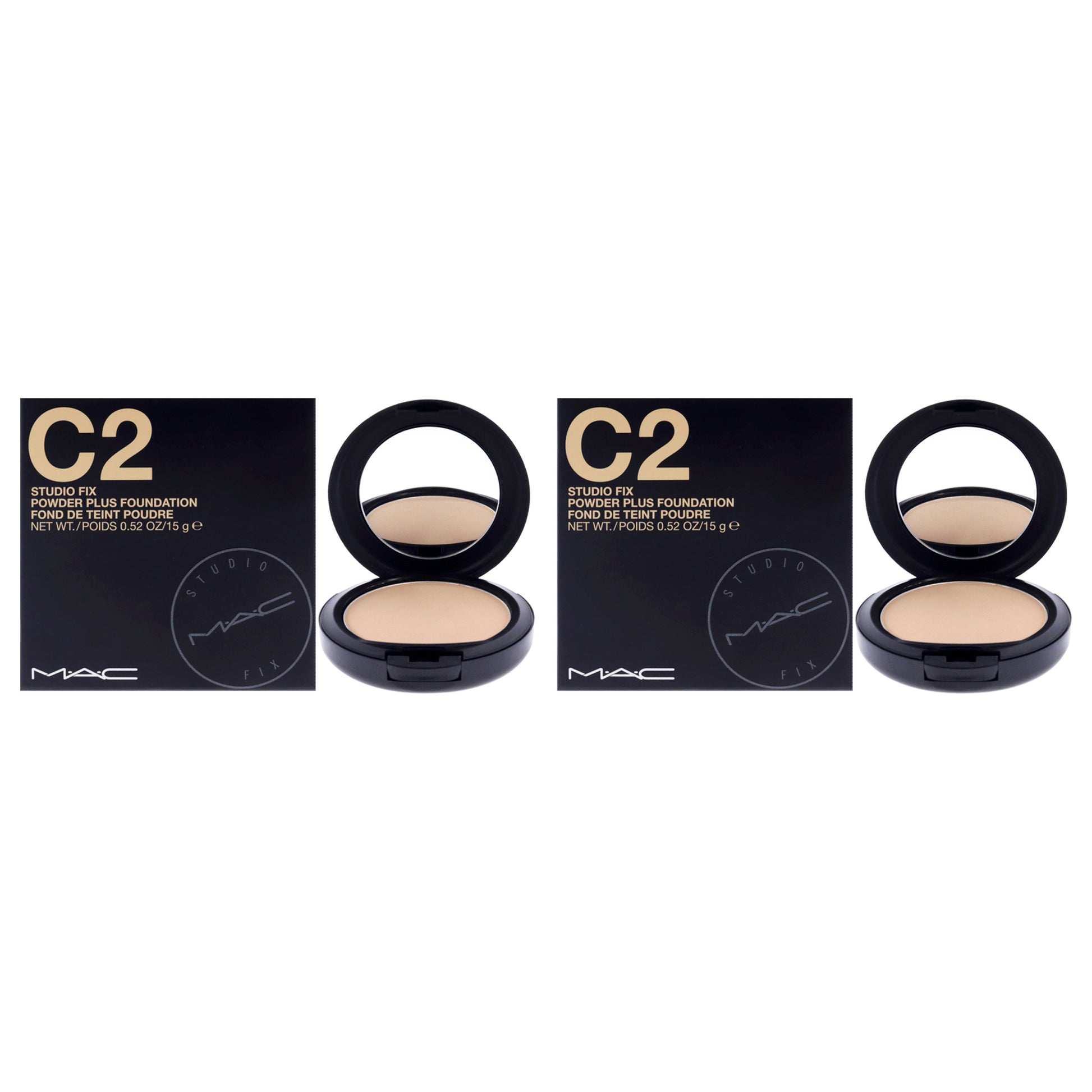 Studio Fix Powder Plus Foundation - C2 by MAC for Women - 0.52 oz Foundation - Pack of 2