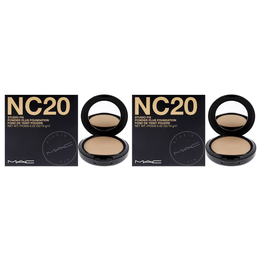 Studio Fix Powder Plus Foundation - NC20 by MAC for Women - 0.52 oz Foundation - Pack of 2