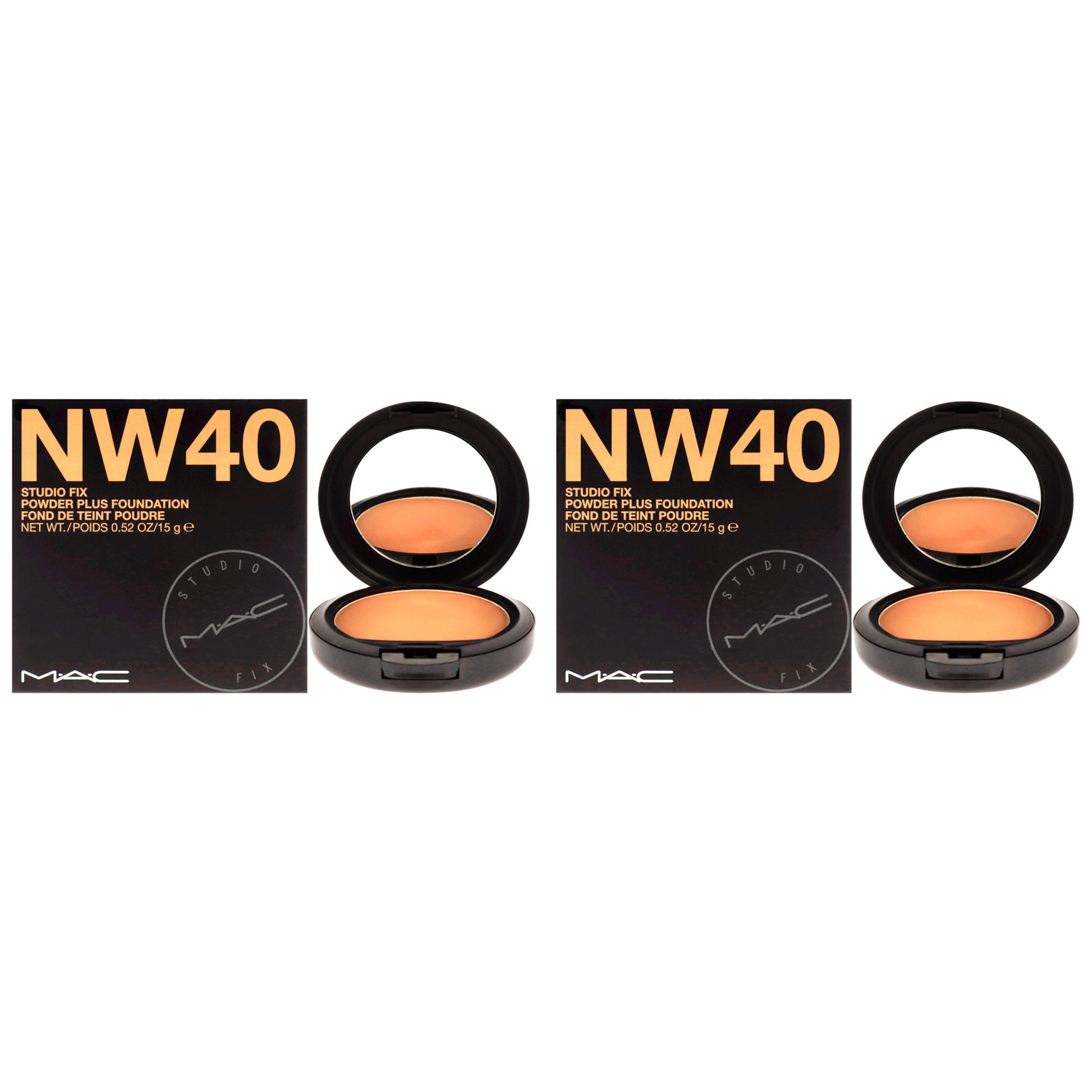 Studio Fix Powder Plus Foundation - NW40 by MAC for Women - 0.52 oz Foundation - Pack of 2