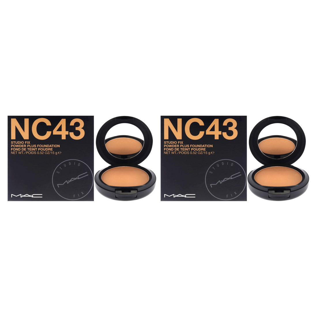 Studio Fix Powder Plus Foundation - NC43 by MAC for Women - 0.52 oz Foundation - Pack of 2