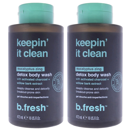 Keepin It Clean Detox Body Wash by B.Tan for Unisex - 16 oz Body Wash - Pack of 2