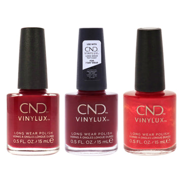 Vinylux Weekly Polish Kit by CND for Women - 3 Pc Kit 0.5 oz Nail Polish - 197 Rouge Rite, 0.5 oz Nail Polish - 196 Tartan Punk, 0.5 oz Nail Polish - 111 Decadence