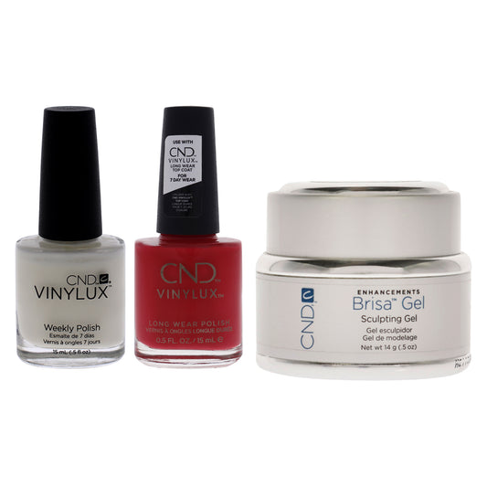 Brisa Sculpting Gel Opaque With Vinylux Weekly Polish Kit by CND for Women - 3 Pc Kit 0.5oz Nail Gel - Pure White, 0.5oz Nail Polish - 151 Studio White, 0.5oz Nail Polish - 122 Lobster Roll