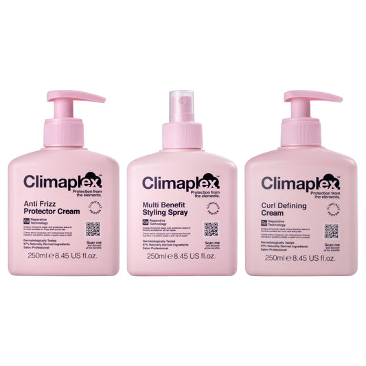 Anti Frizz Protector Cream, Multi Benefit Styling Spray and Curl Defining Cream Kit by Climaplex for Unisex - 3 Pc Kit 8.45 oz Cream, 8.45 oz Spray, 8.45oz Cream