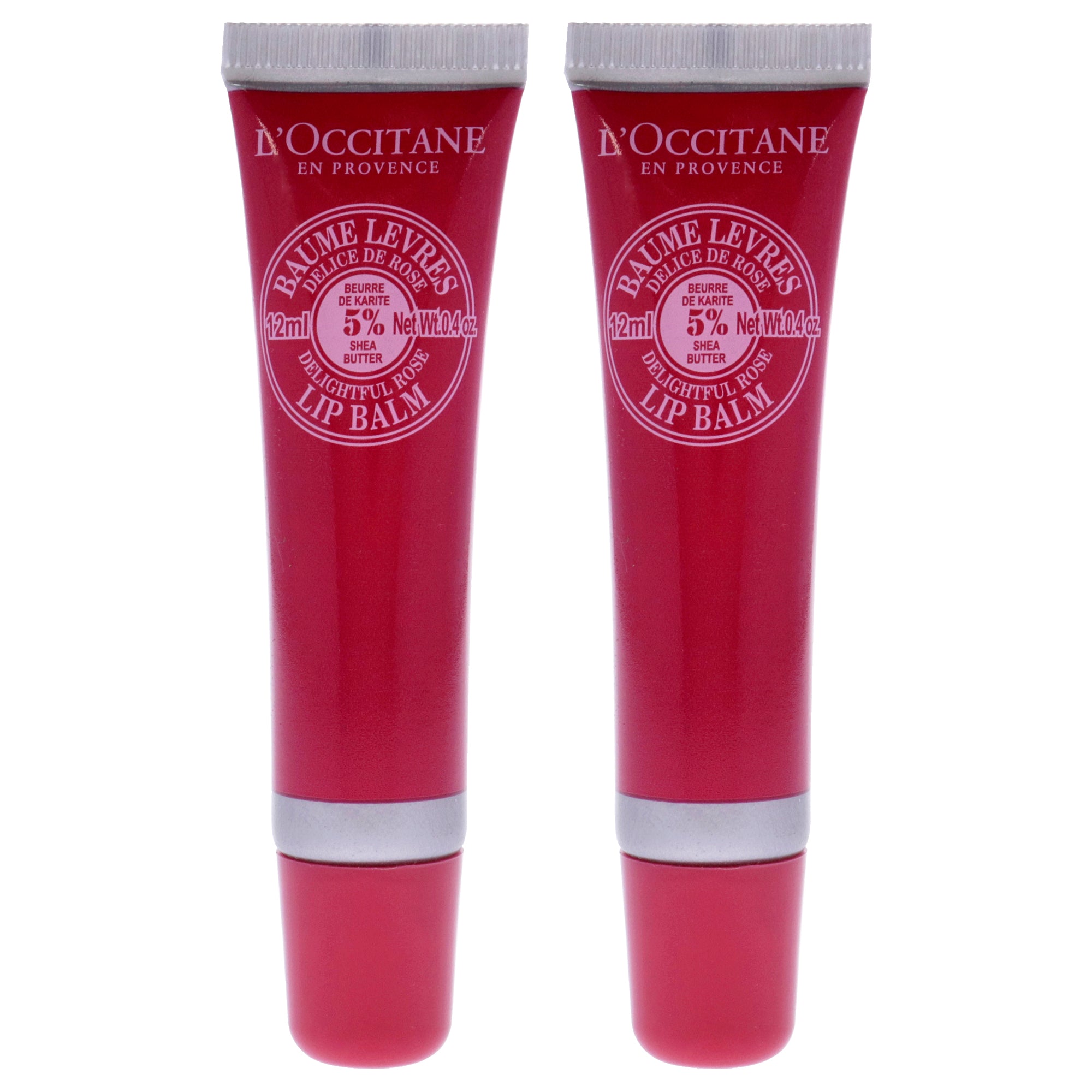 Shea Butter Delightful Rose Lip Balm by LOccitane for Unisex - 0.4 oz Lip Balm - Pack of 2