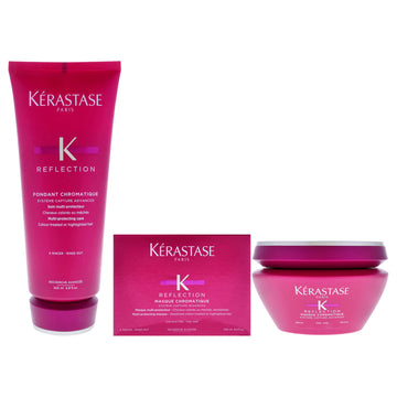 Reflection Kit by Kerastase for Unisex - 2 Pc Kit 6.8oz Reflection Fondant Chromatique Multi-Protecting Care Conditioner, 6.8oz Reflection Masque Chromatique - Fine Hair Masque