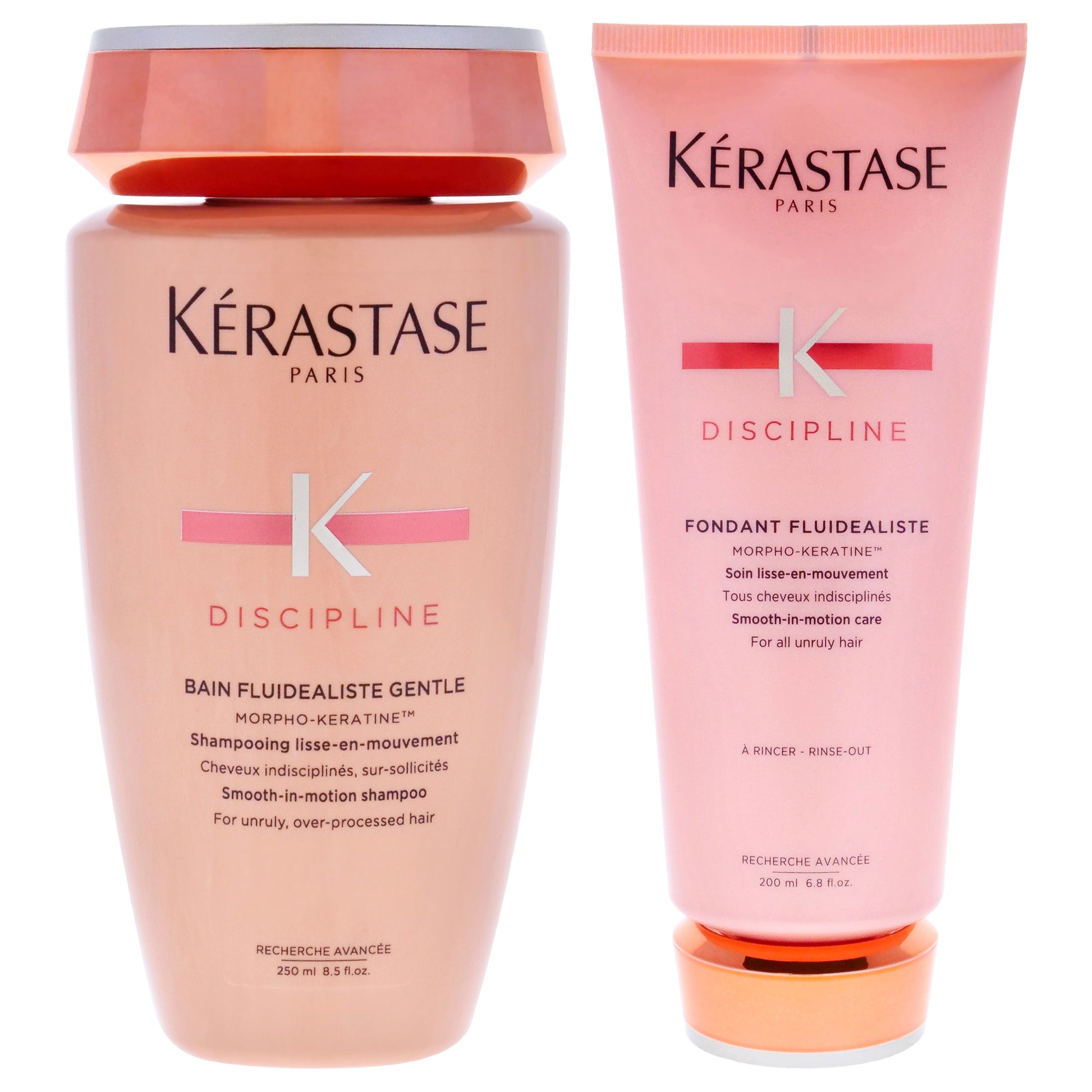 Discipline Kit by by Kerastase for Unisex - 2 Pc Kit 8.5oz Discipline Bain Fluidealiste No Sulfates Smooth-in-Motion Shampoo, 6.8oz Discipline Fondant Fluidealiste Smooth-in-Motion Care