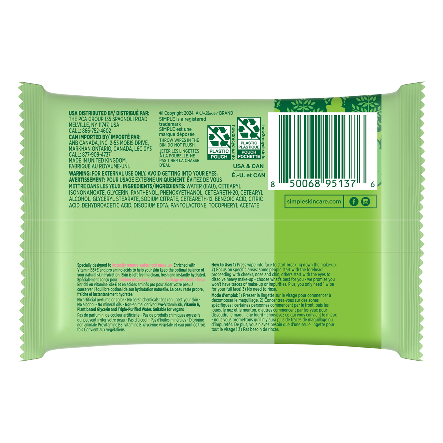 Kind To Skin Cleansing Makeup Remover Wipes - 7pc