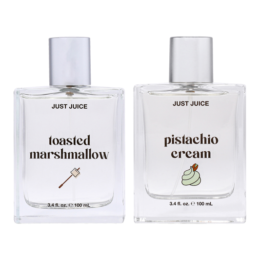 Guilty Pleasure Kit by Just Juice for Unisex - 2 Pc Kit 3.4oz Toasted Marshmallow EDP Spray, 3.4oz Pistachio Cream EDP Spray