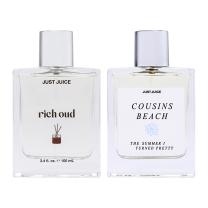 Bellys Pick Kit by Just Juice for Unisex - 2 Pc Kit 3.4oz Rich Oud EDP Spray, 3.4oz The Summer I Turned Pretty Cousins Beach EDP Spray