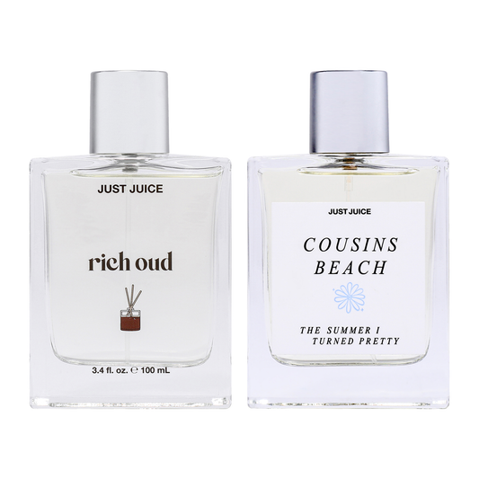 Bellys Pick Kit by Just Juice for Unisex - 2 Pc Kit 3.4oz Rich Oud EDP Spray, 3.4oz The Summer I Turned Pretty Cousins Beach EDP Spray