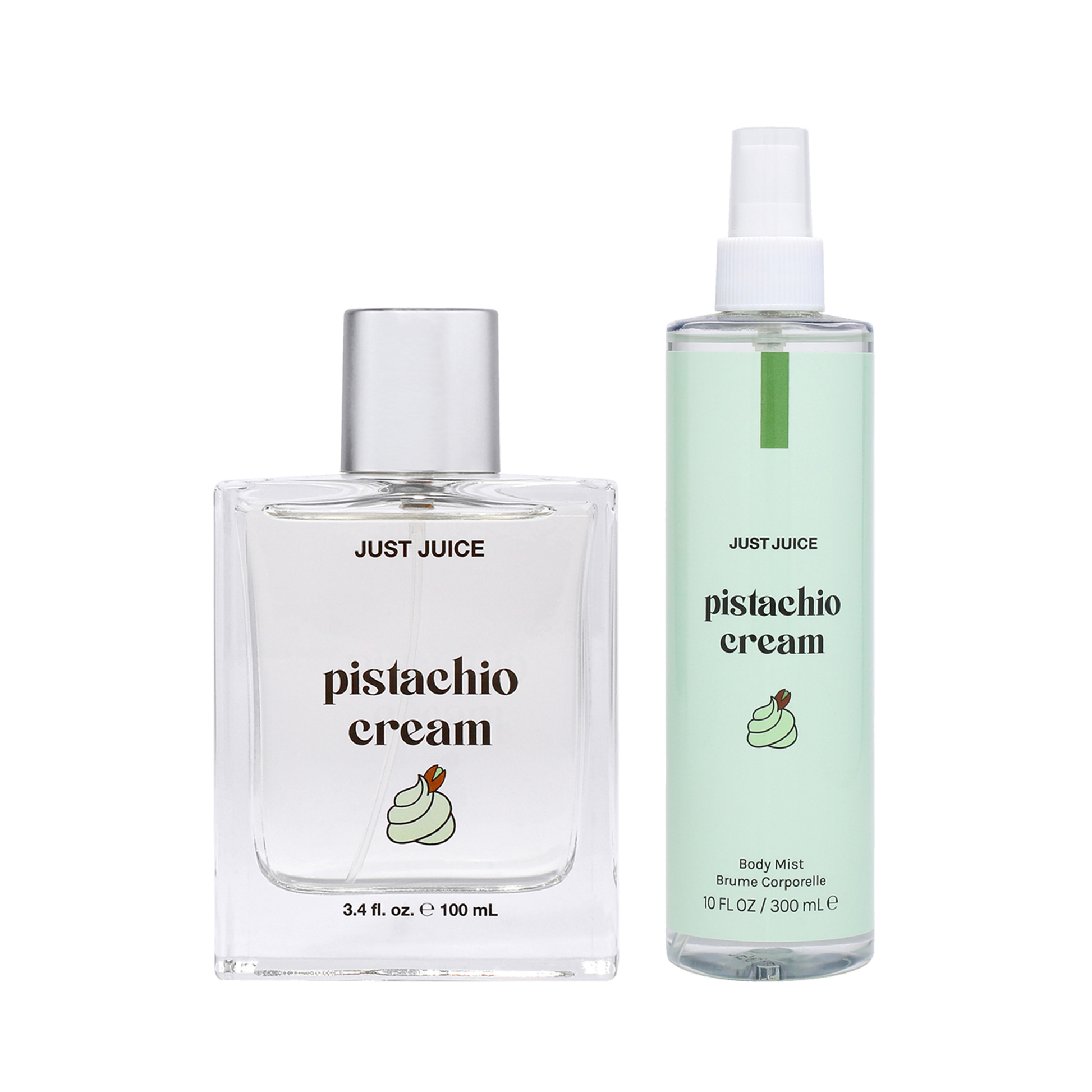 Pistachio Cream Kit by Just Juice for Unisex 2 Pc Kit 3.4oz EDP Spray, 10oz Body Spray