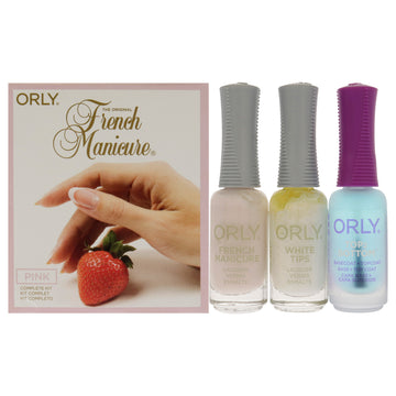 The Original French Manicure Kit Pink by Orly for Women - 4 Pc Kit 0.3oz Top2 Botton Base Coat Plus Topcoat, 0.3oz Nail Lacquer - White Tips, 0.3oz Nail Lacquer - Pink Nude, Tip Guides - White