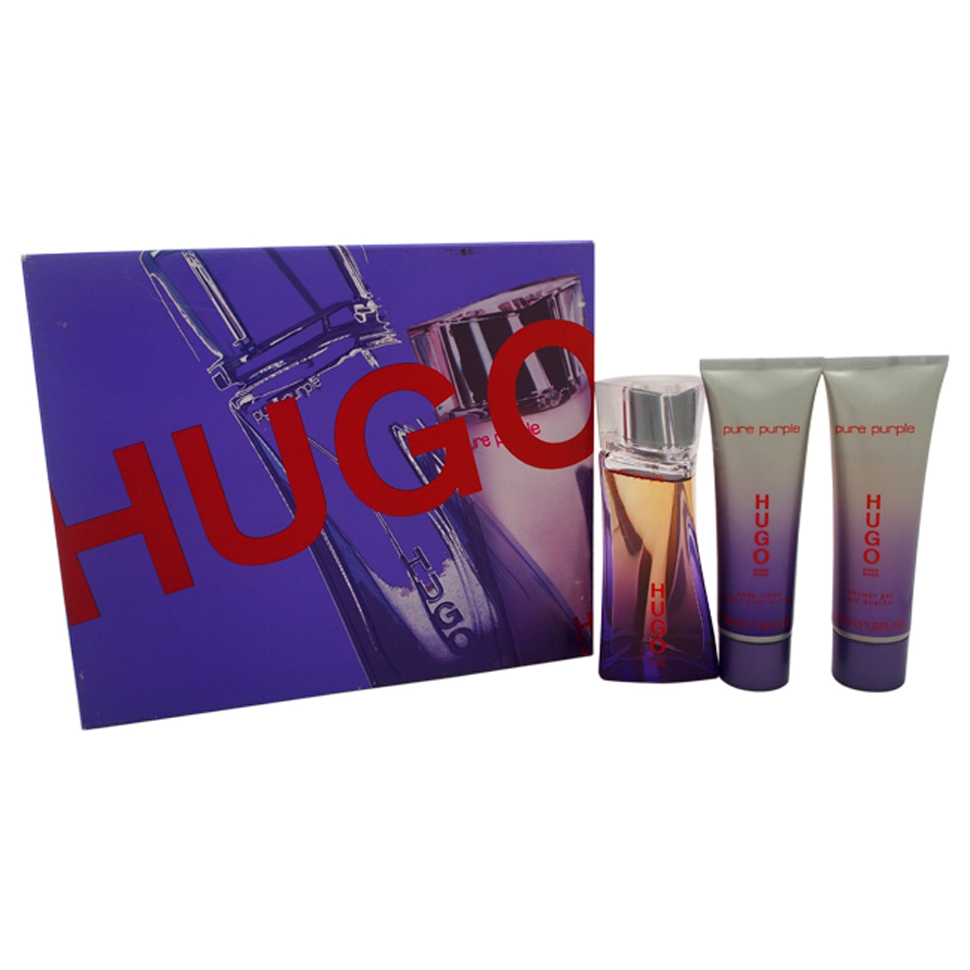 Pure Purple by Hugo Boss for Women - 3 Pc Gift Set 1.6oz EDP Spray, 1.6oz Body Lotion, 1.6oz Shower Gel