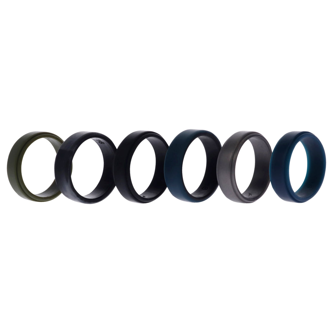 Silicone Wedding 2Layer Beveled 8mm Ring Set - Black-Camo by ROQ for Men - 6 x 16 mm Ring